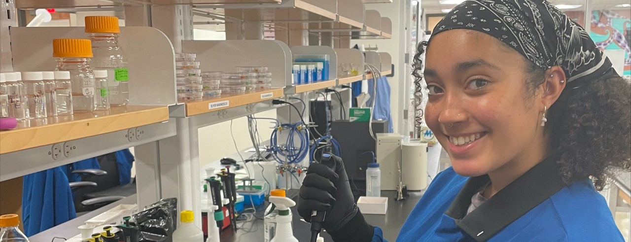 UC researcher Brittany Rice works in a lab.