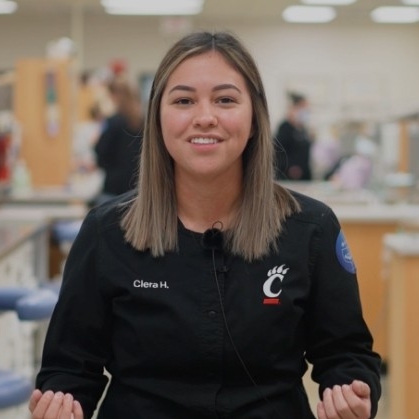 Ciera Hernandez in the dental hygiene lab