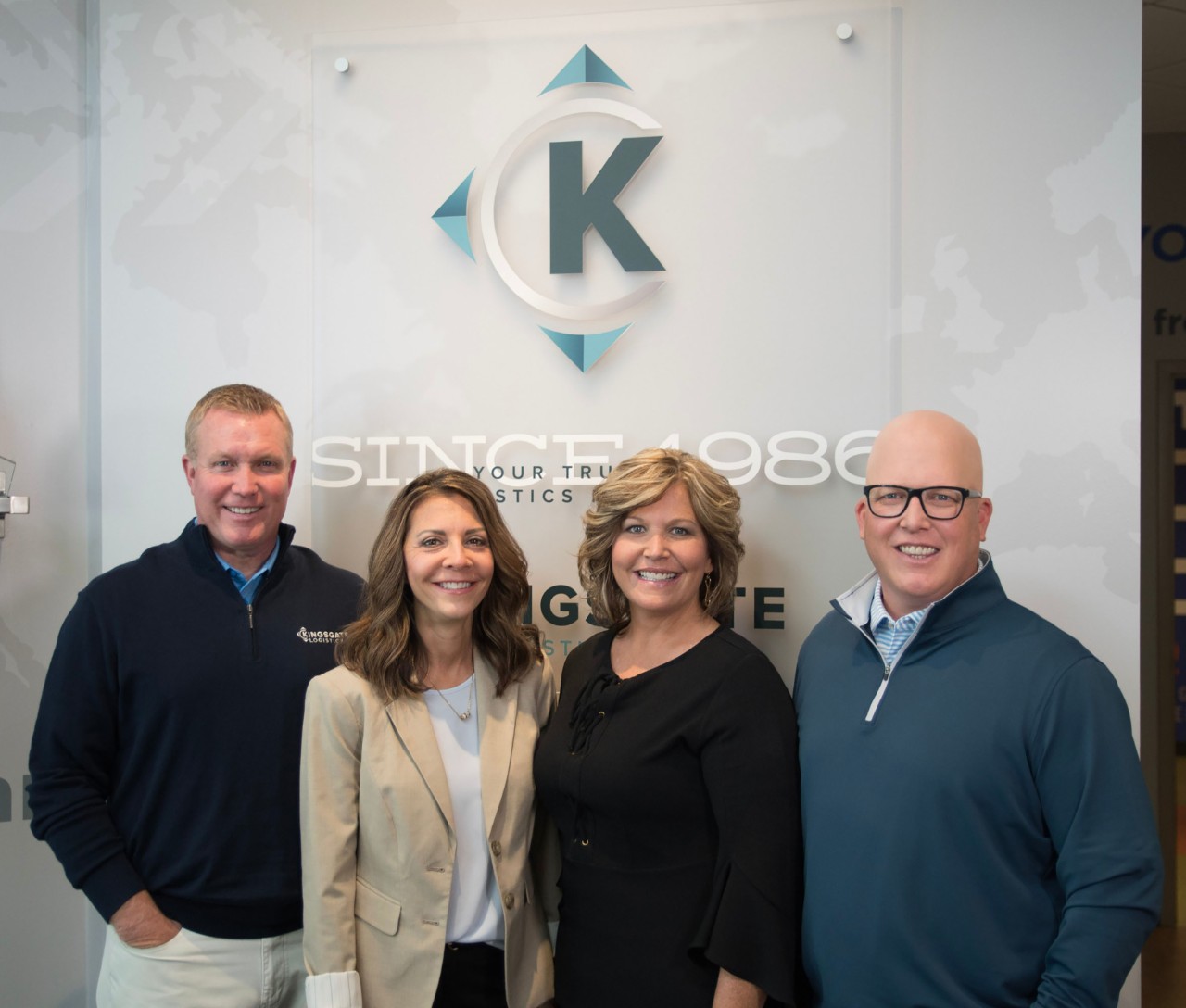From left: Jeff Beckham (Partner/CEO), Julie Beckham (Partner), Amy Barnett (Partner), and David Beckham (Partner) of Kingsgate Logistics