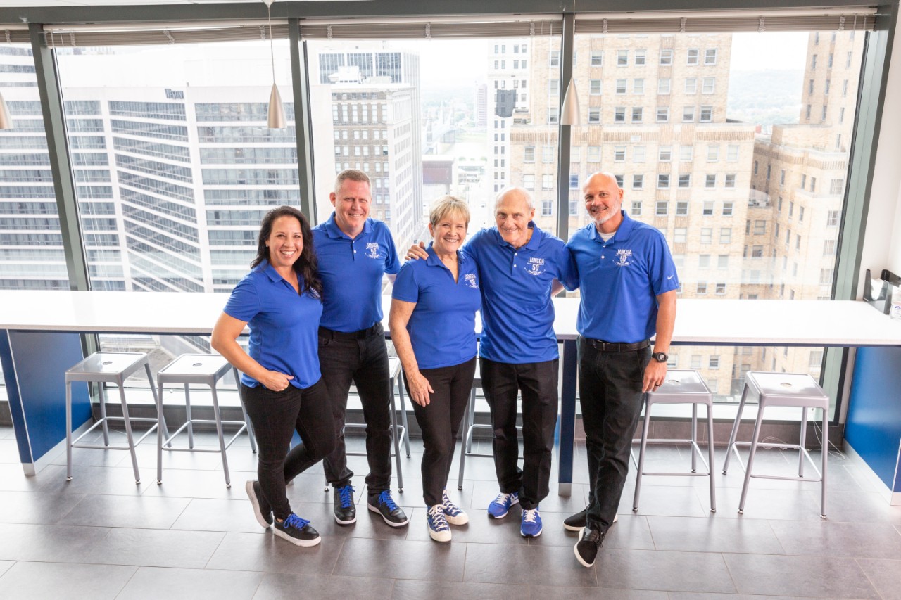 From left: Christy Bard (Executive Vice President), Clint Bard (COO), Mary Miller (Owner/CEO), Tony Miller (Owner/President), and Ron Miller (Executive Vice President) of JANCOA