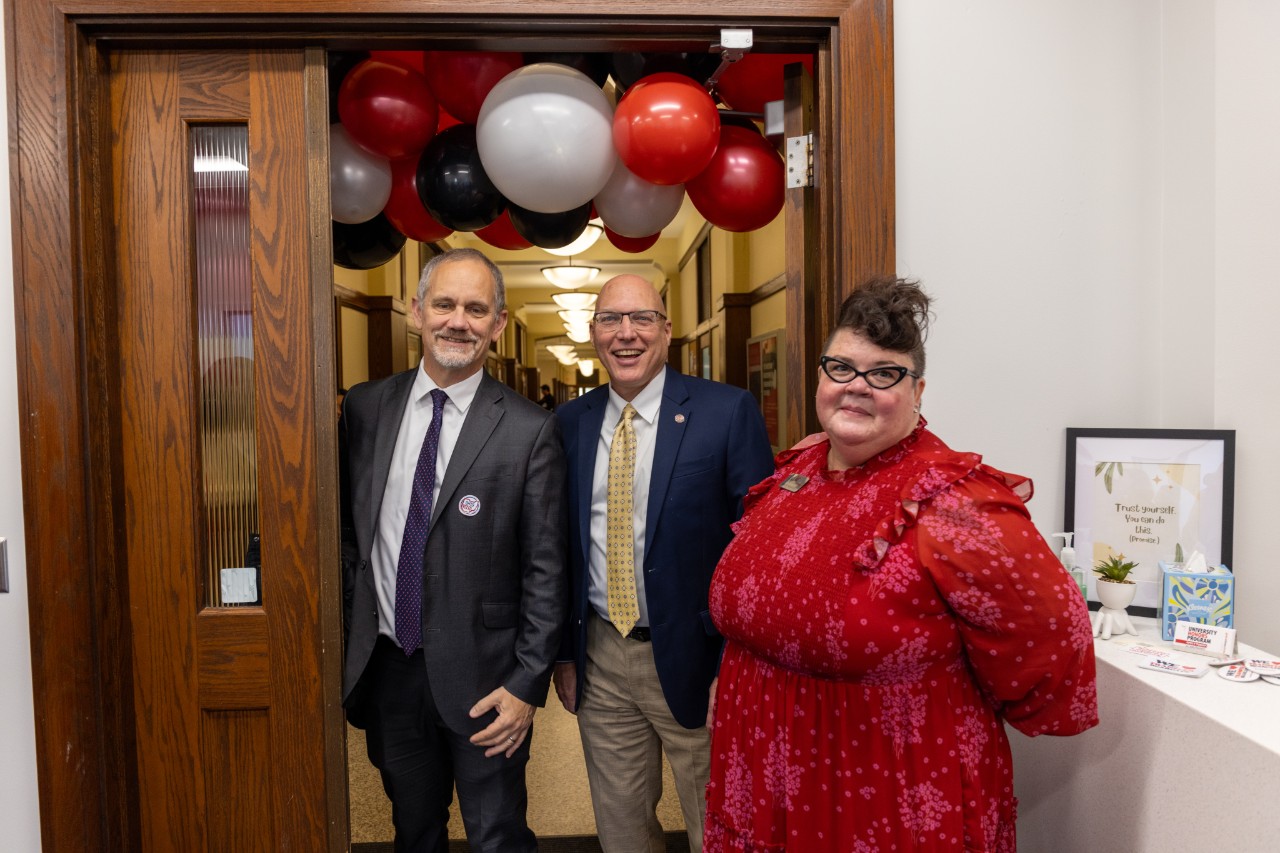 From left to right: UC Provost Valerio Ferme, CEAS Dean John Weidner and CEAS director of undergraduate advising Gretchen Hart
