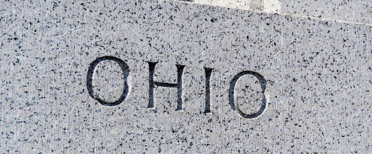 Ohio spelled out in concrete