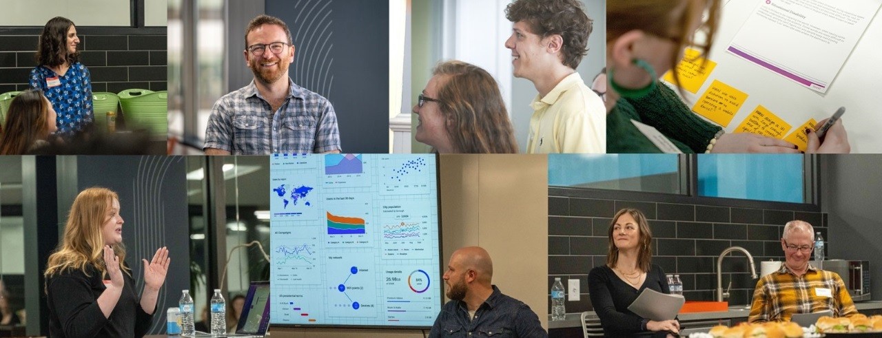 Collage of workers at Openfield