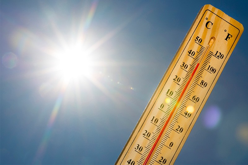 outdoor sunshine and a big themometer
