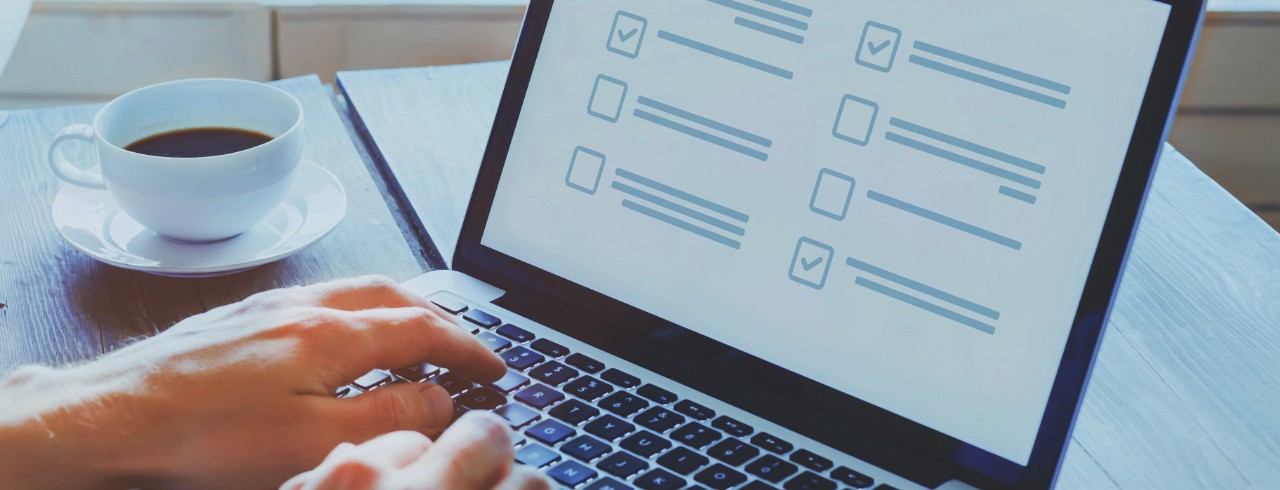 filling out an online survey