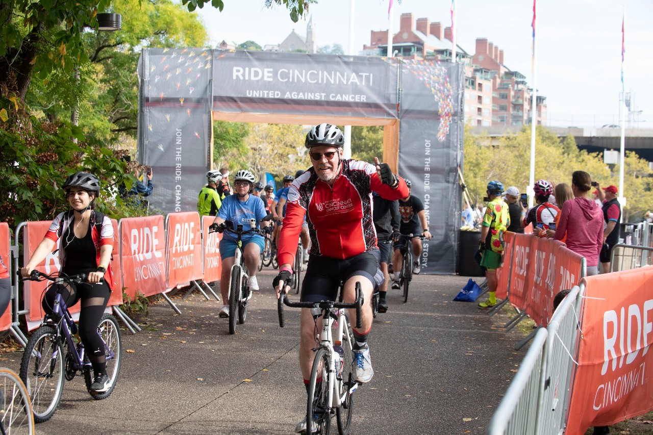 Dr. Neville G. Pinto, president of University of Cincinnati came down to Sawyer Point to support University of Cincinnati riders in the Ride Cincinnati event  Sunday September 17, 2023. Photos by Joseph Fuqua II 
