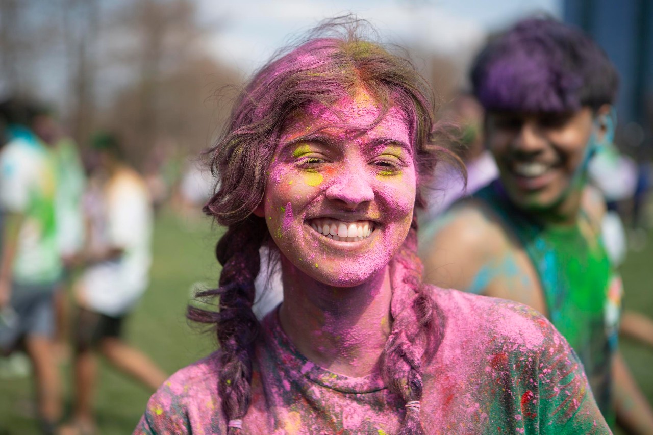 Holi Celebration, students gather at Sigma Sigma Commons to celebrate the Festival of Colors.