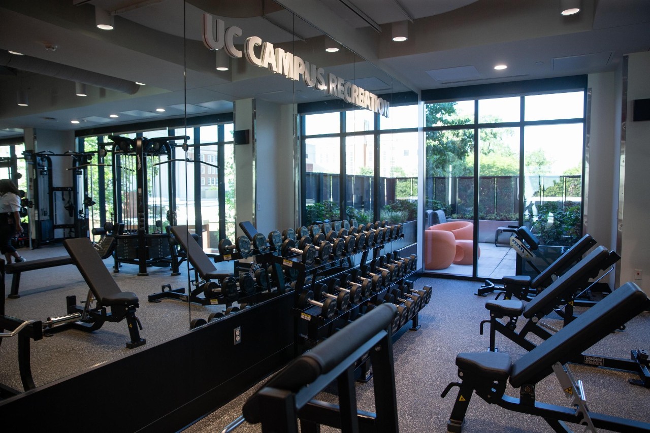 image of Siddall Hall fitness showing lots of exercise equipment especially dumb bells