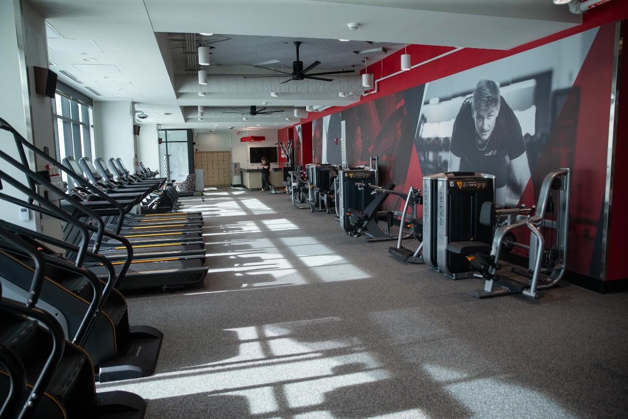 image of several exercise machines in the Siddall Hall fitness center