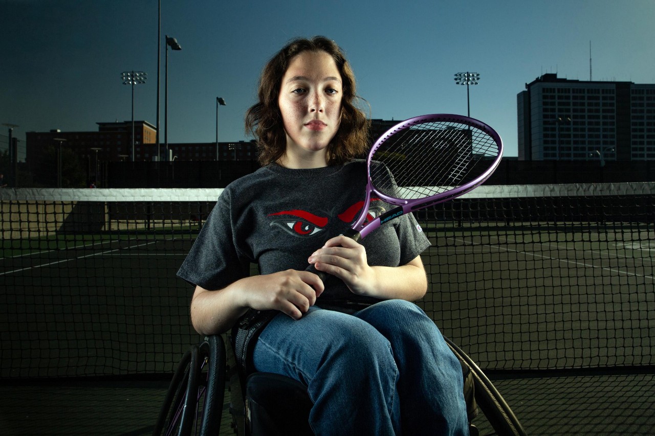 Jacob Counts, UC's Adaptive Athletics Coordinator, with UC's adaptive sports athletes. From left, Seth Miller, Jaime Mazzi, Jacob Counts, Logan Cover.