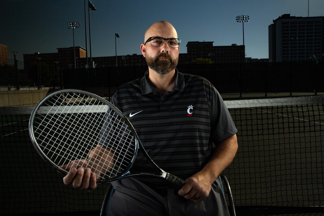 Jacob Counts, UC's Adaptive Athletics Coordinator, with UC's adaptive sports athletes. From left, Seth Miller, Jaime Mazzi, Jacob Counts, Logan Cover.