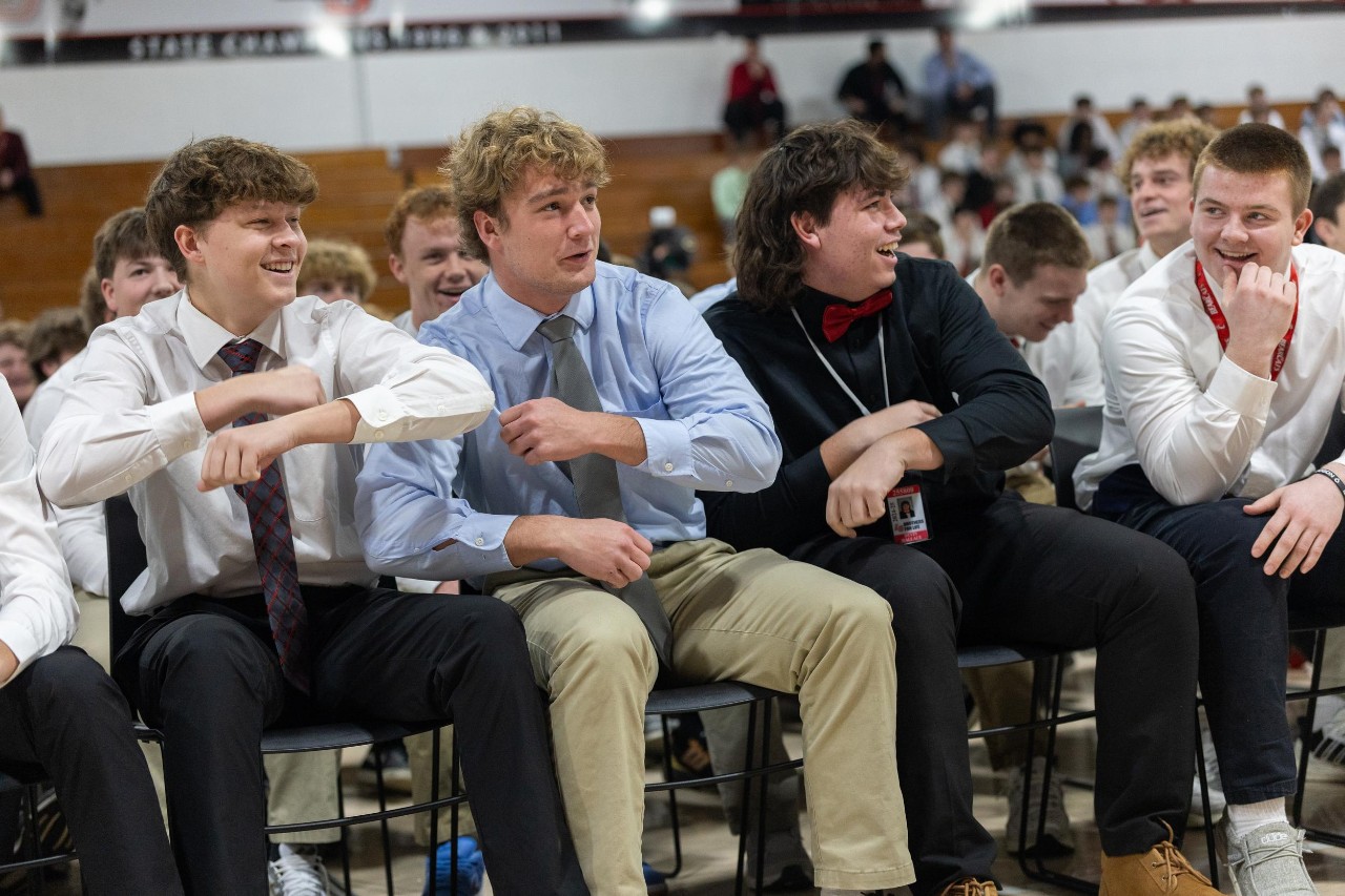 UC celebrates Decision Day 2025 student surprises. La Salle High School, Nick Kolbinsky and Owen Herzog.
