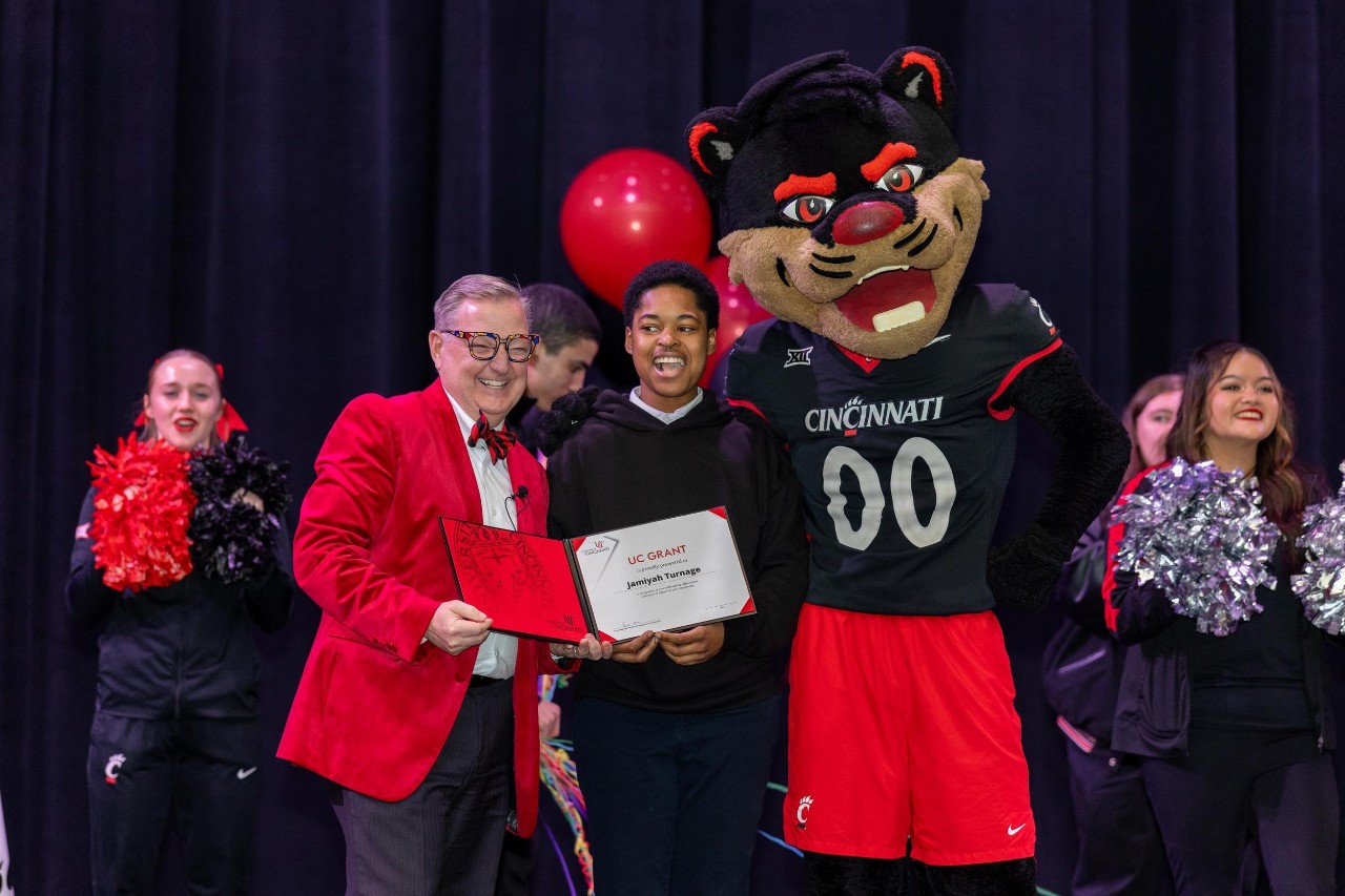 UC celebrates Decision Day 2025 student surprises. North College Hill High School, Jamiyah Turnage.