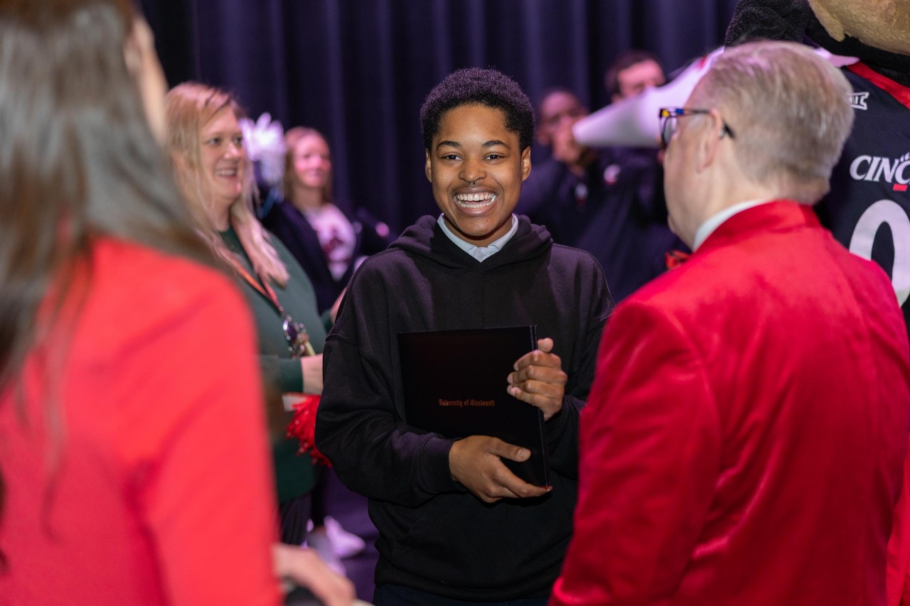 UC celebrates Decision Day 2025 student surprises. North College Hill High School, Jamiyah Turnage.