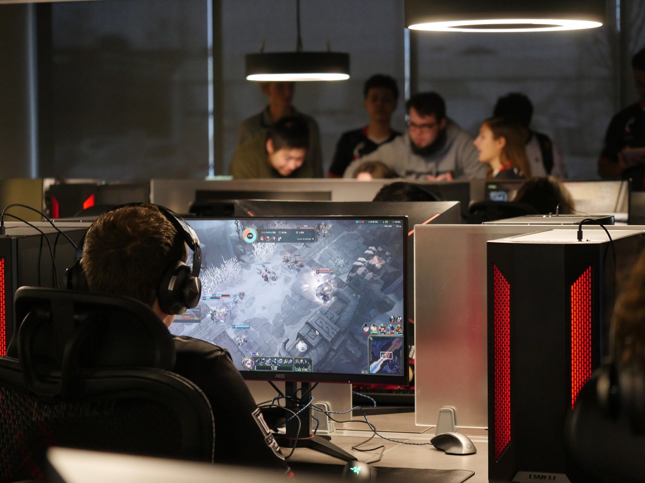 Students game in UC's Esports Innovation Lab. Photo/Gregory Glevicky
