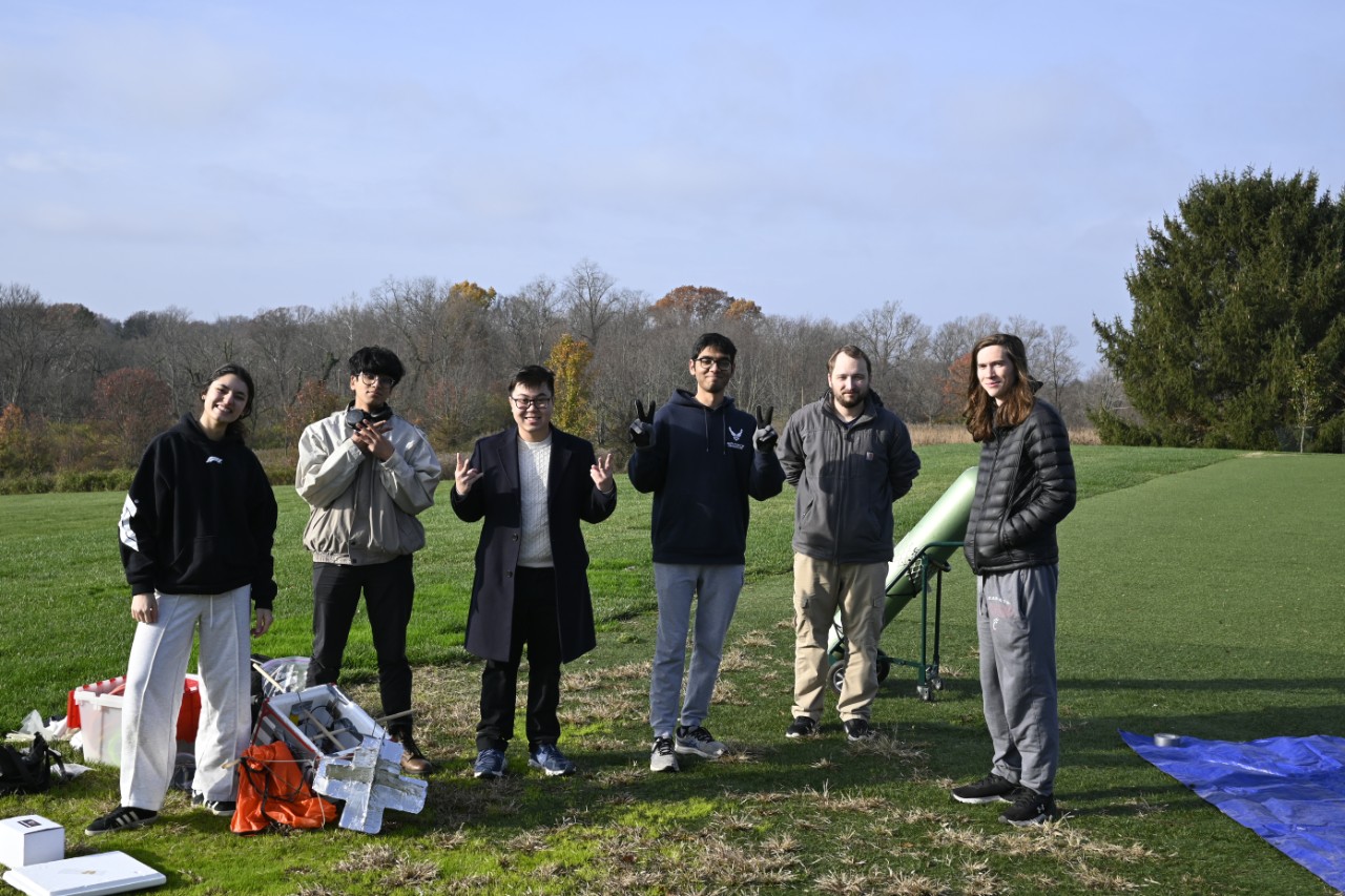 CubeCats team poses at the launch site in a local Cincinnati park