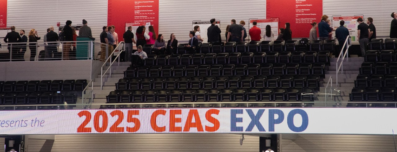 Attendees walking by booths at the 2025 CEAS Expo. Photo/Mary Dwyer