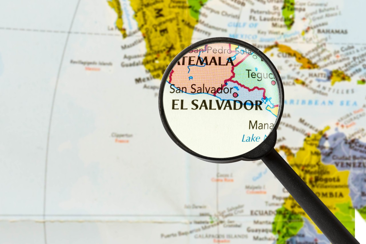 Map that focuses on El Salvador