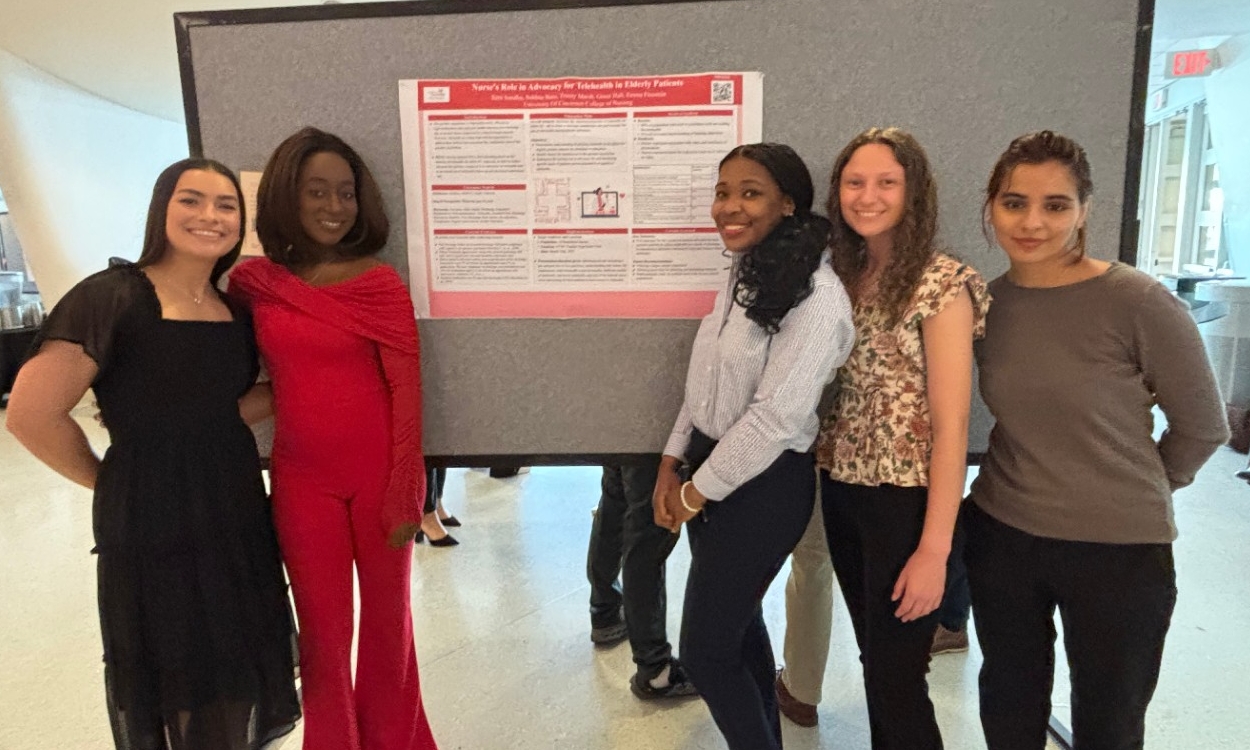 Backstreet Girls team members presenting at UC's Undergraduate Scholarly Showcase