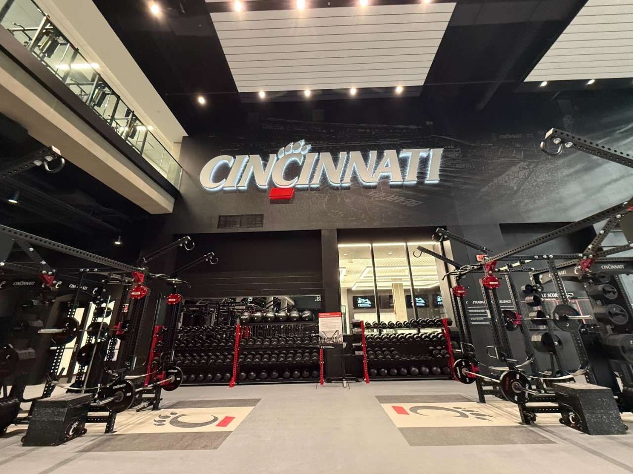 The new weight room inside the Sheakley Indoor Practice Facility and Athletics Performance Center