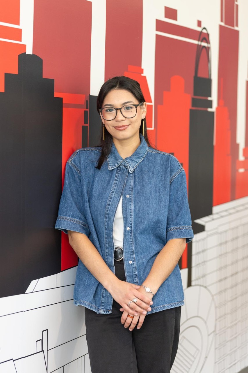 Recent UC grad Abigail Miklowski helped designed murals in three UC residence halls during her co-op with UC Housing.