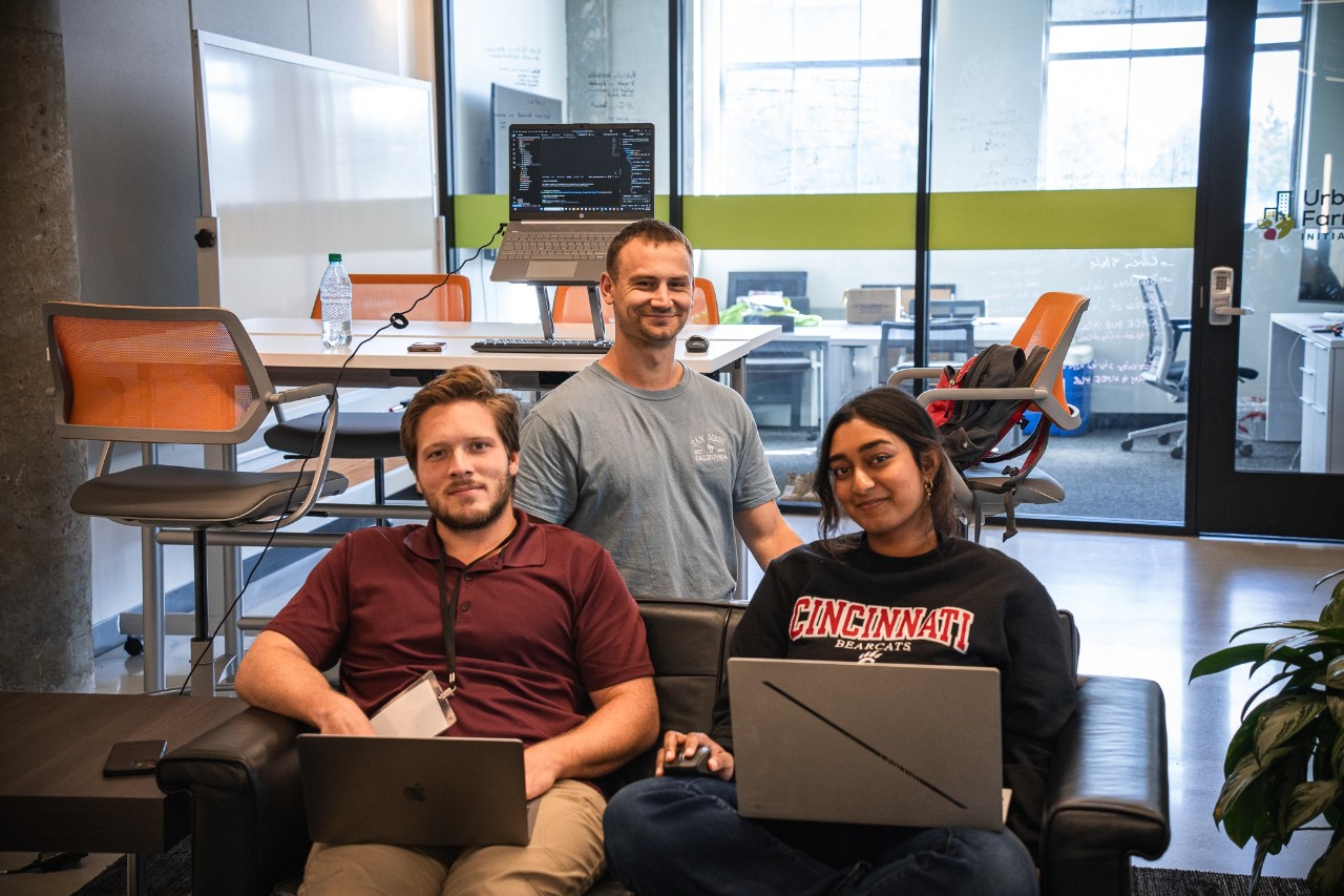 Winners from the Future of Data Hackathon: Mythili Emani, Kyle Nunn and Julian Jordan