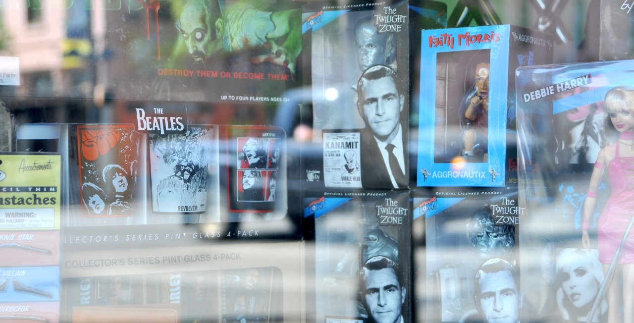 The Twilight Zone DVDs in a storefront window  
