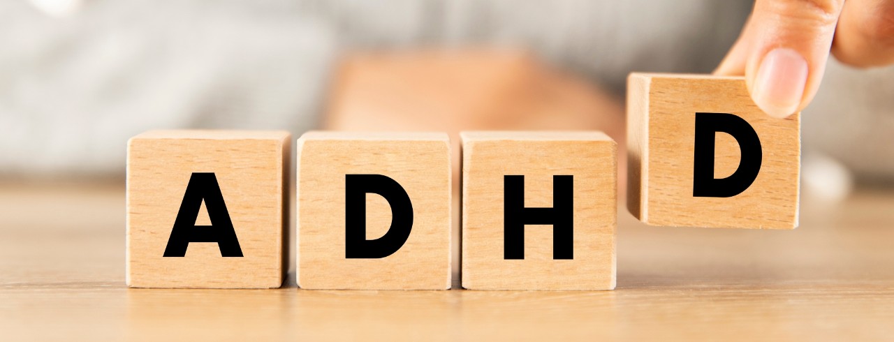 Wooden blocks that spell out ADHD