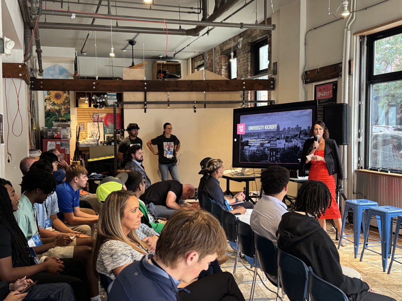 Kate Harmon speaks during StartupCincy Week 2025