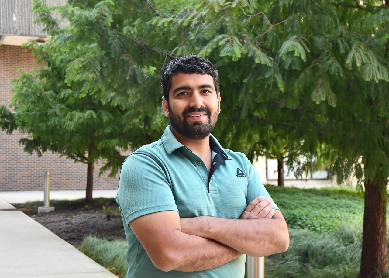 Outdoor portrait of Kaurab Gautam.