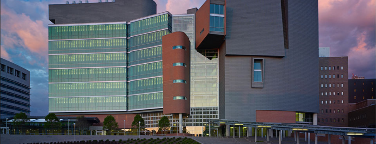 CARE/Crawley building exterior on UC's medical campus. 