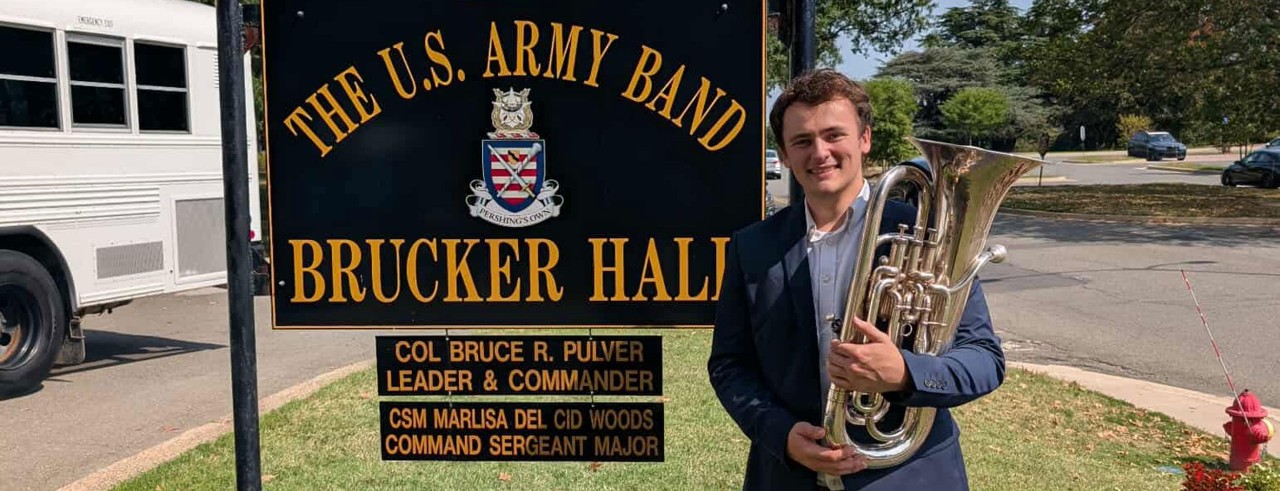 Kelley Ozier after his military band audition. Photo/provided.