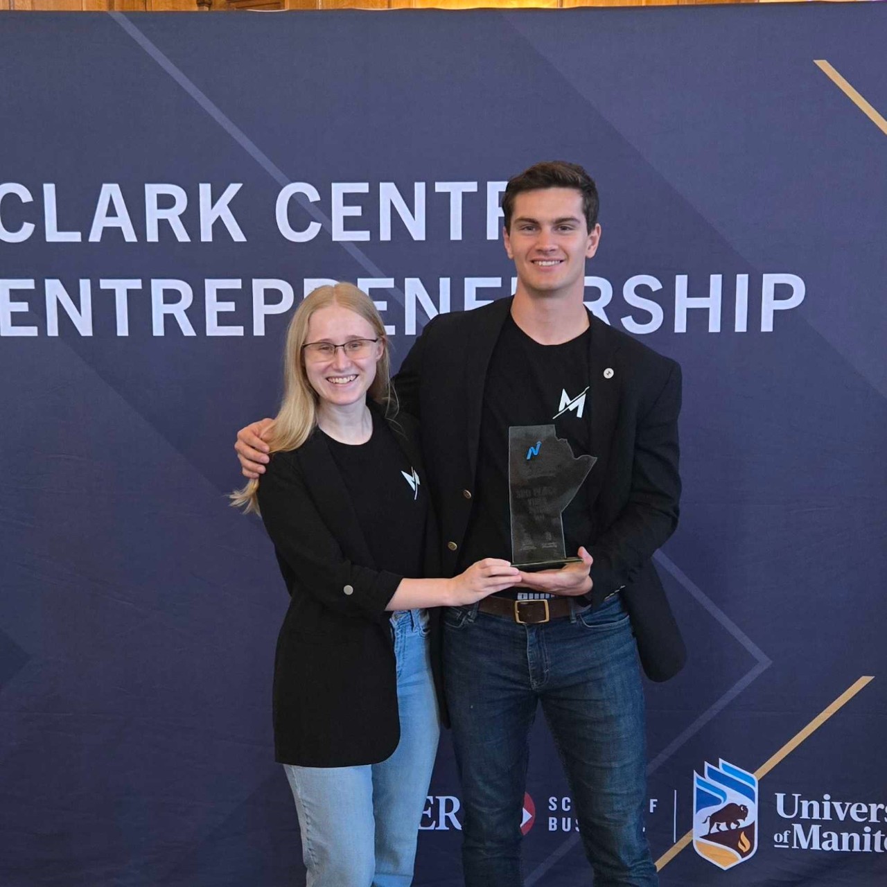 Noelle Scheper and Jaden Walton at Manitoba University pitch competition. 