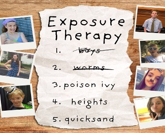 Student-designed promotional graphic for "Exposure Therapy."