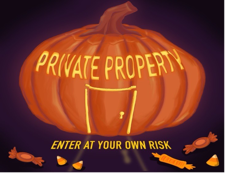 Student-designed promotional graphic for "Private Property."